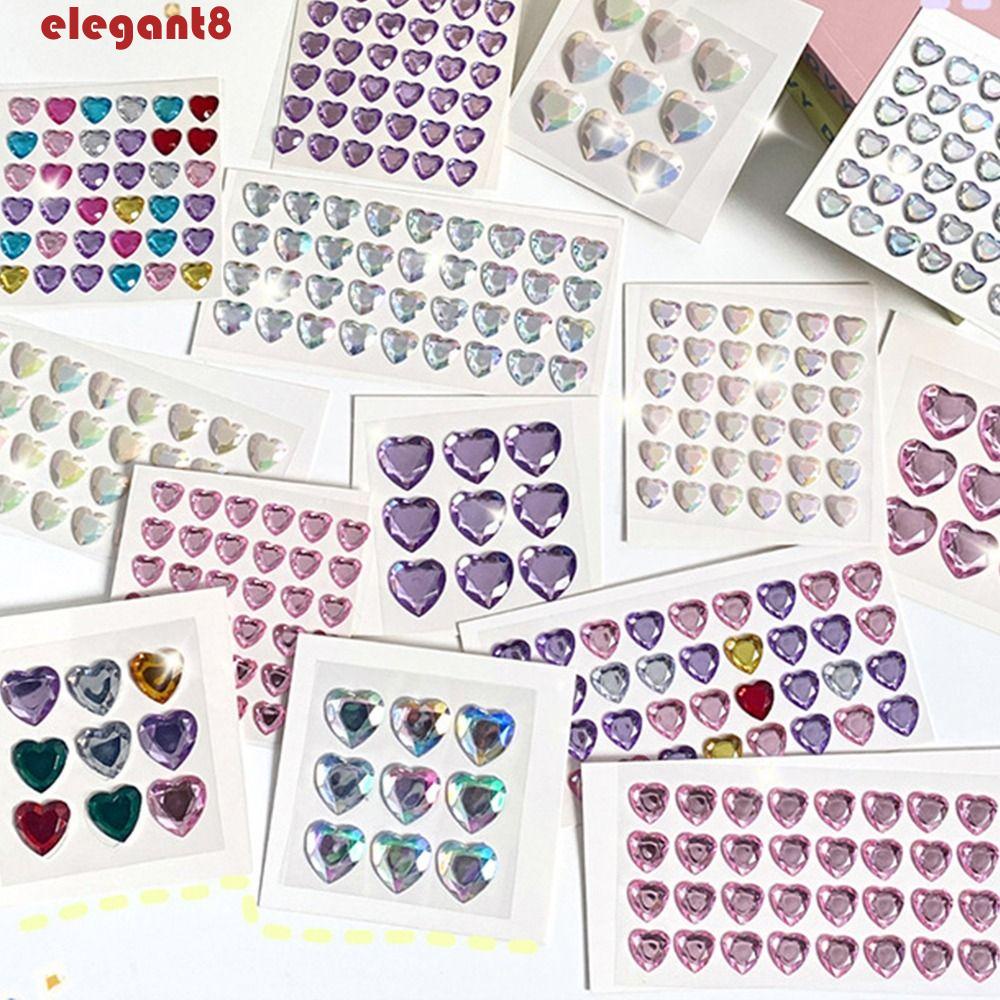 Áo Thun Tay Ngắn In Hình 3D Cá Tính Cho Nữ|Sticker Dán Điện Thoại / Laptop / Sổ Tay Hình Trái Tim Đính Kim Cương 5 Màu