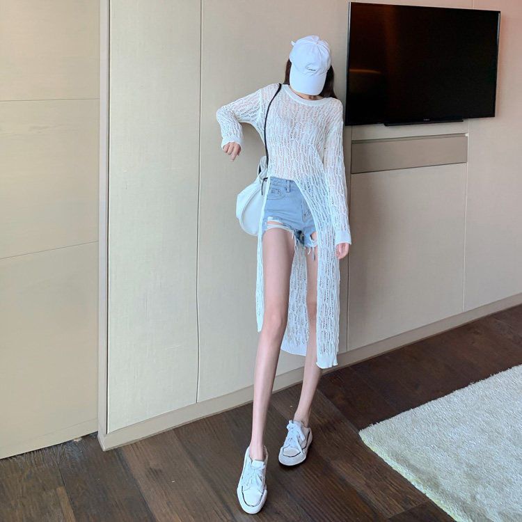 Áo Dệt Kim Chống Nắng Thiết Kế Xẻ Tà Thời Trang Mùa Hè Cho Nữ