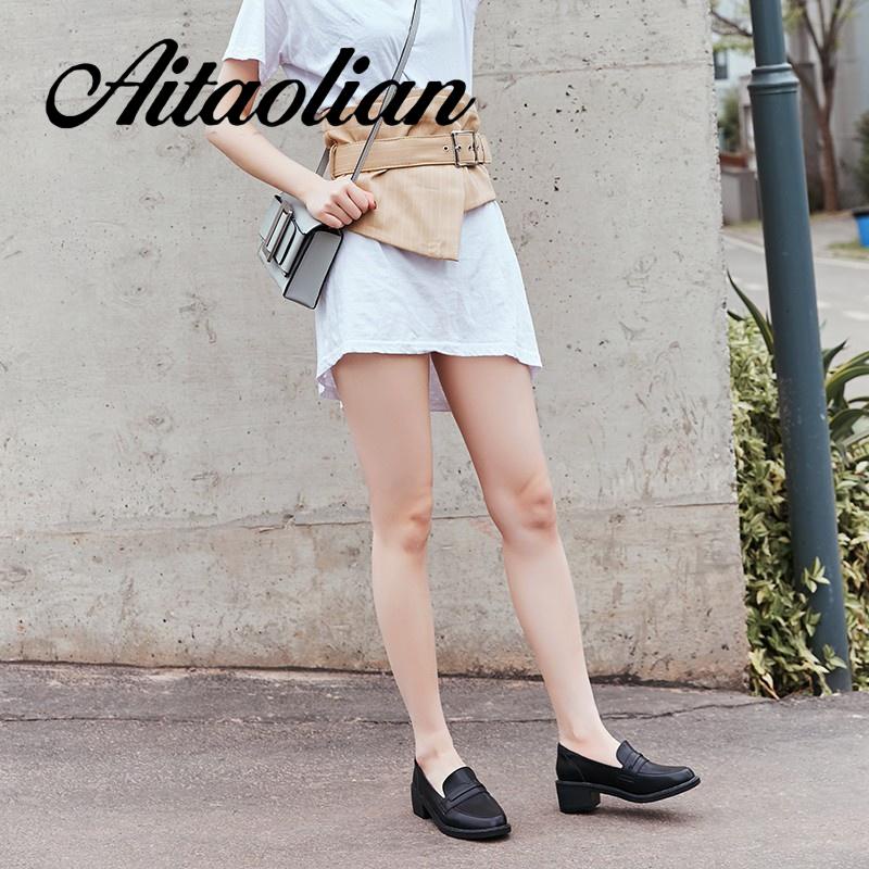 Giày Da Mềm Mũi Tròn Đế Dày Thiết Kế Đơn Giản Thời Trang Cho Nữ