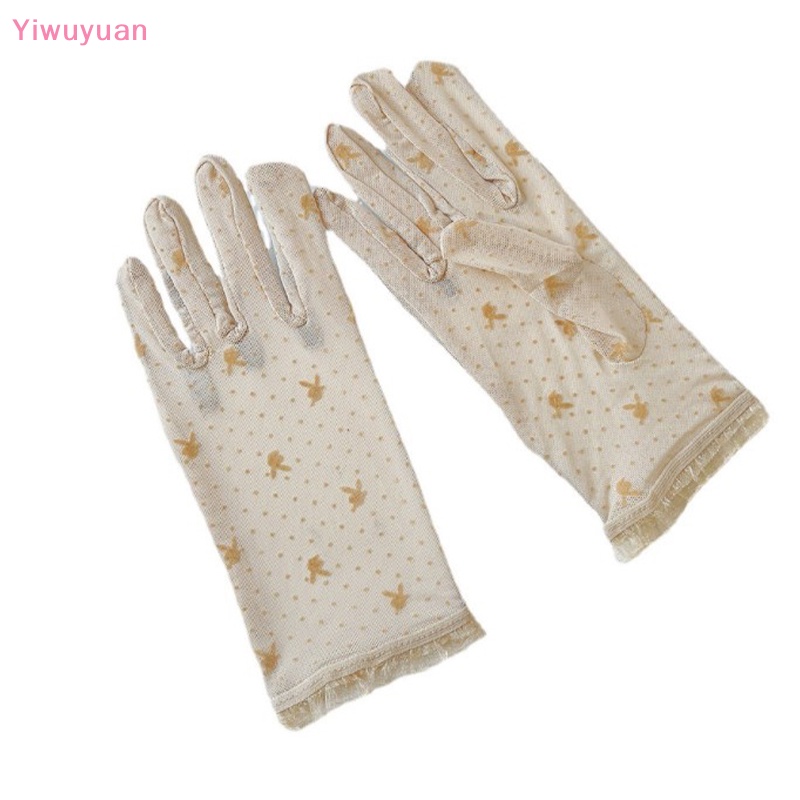 &lt; Yiwuyuan &gt; Găng Tay Lái Xe Ngắn Mỏng Co Giãn Chống Tia UV Màu Vàng Đen Mùa Hè Thu Mới Bảo Vệ Chống Nắng Cho Nữ