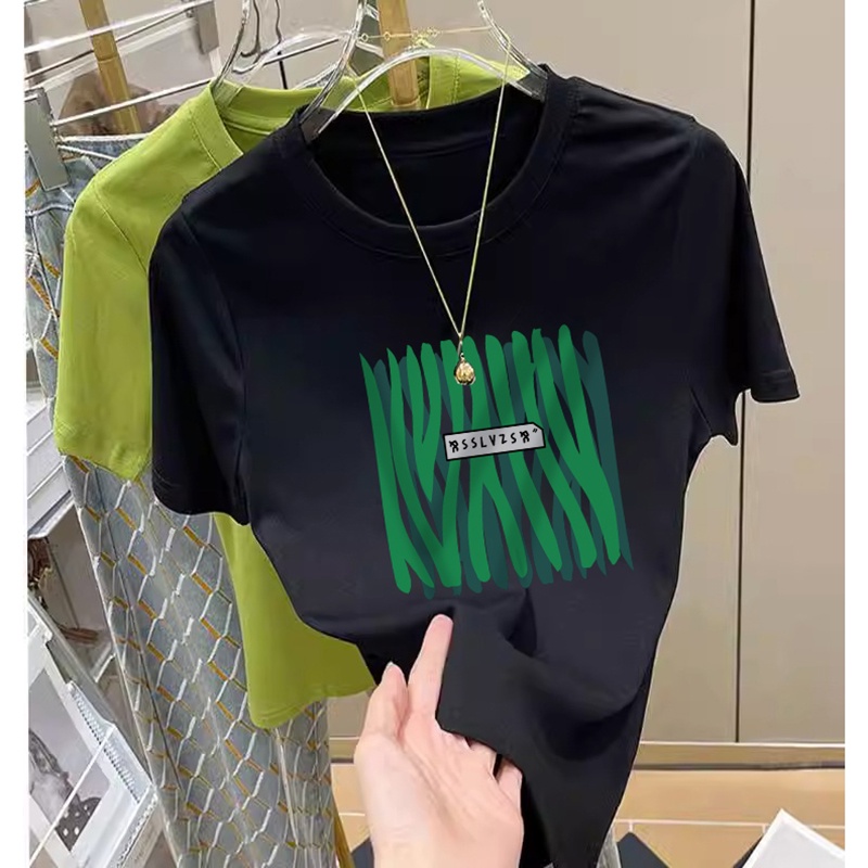 Áo thun NRVP 100% cotton tay ngắn cổ tròn in họa tiết phong cách Hàn Quốc cho nữ