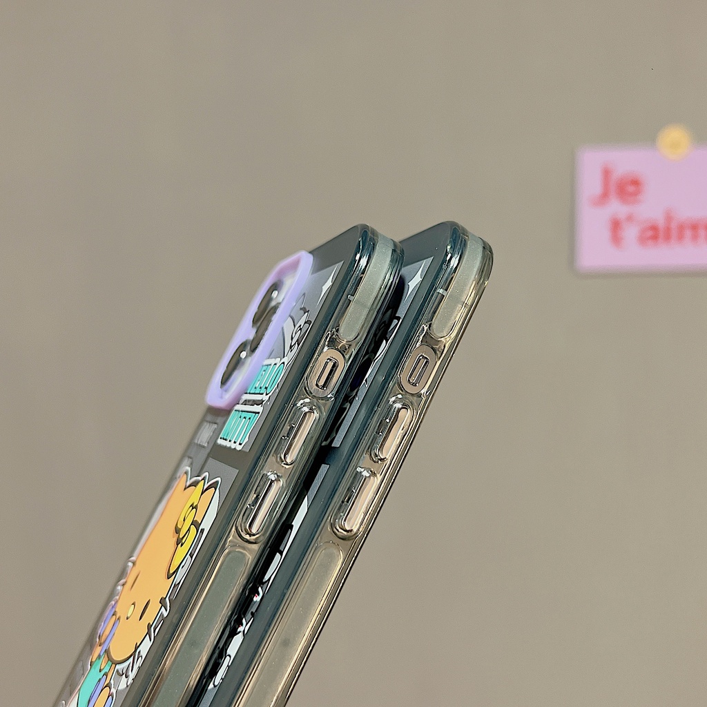 Ốp Điện Thoại TPU Mềm Trong Suốt Hai Mặt Chống Sốc In Hình Mèo Kitty Cho iPhone 11 13 12 14 Pro Max