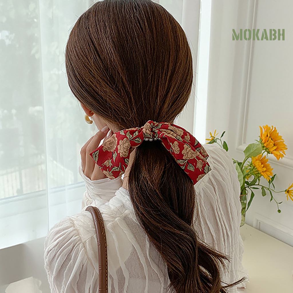 Dây Cột Tóc Họa Tiết Hoa Đính Ngọc Trai Giả Chống Rơi Thời Trang