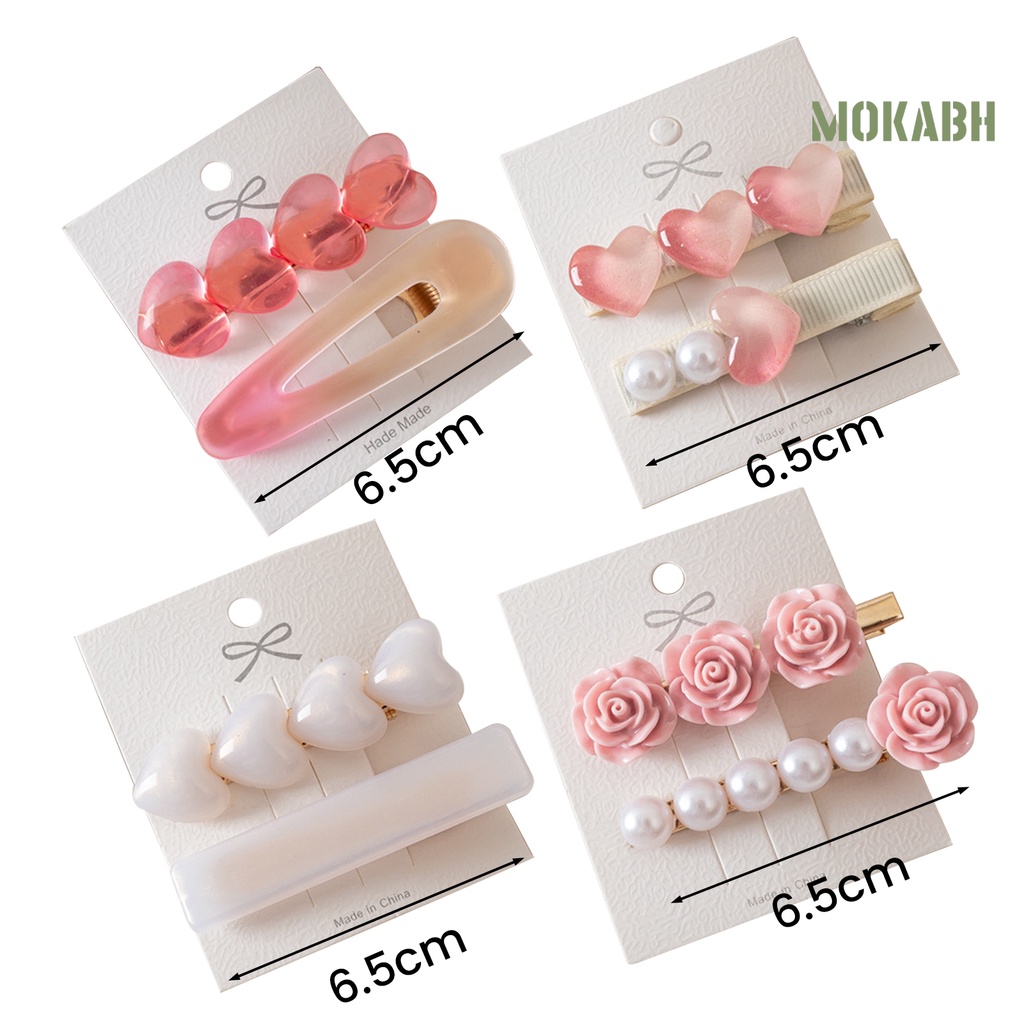 1 Cặp Kẹp Tóc Hình Trái Tim Màu Gradient Trong Suốt Gọn Nhẹ Chống Trượt