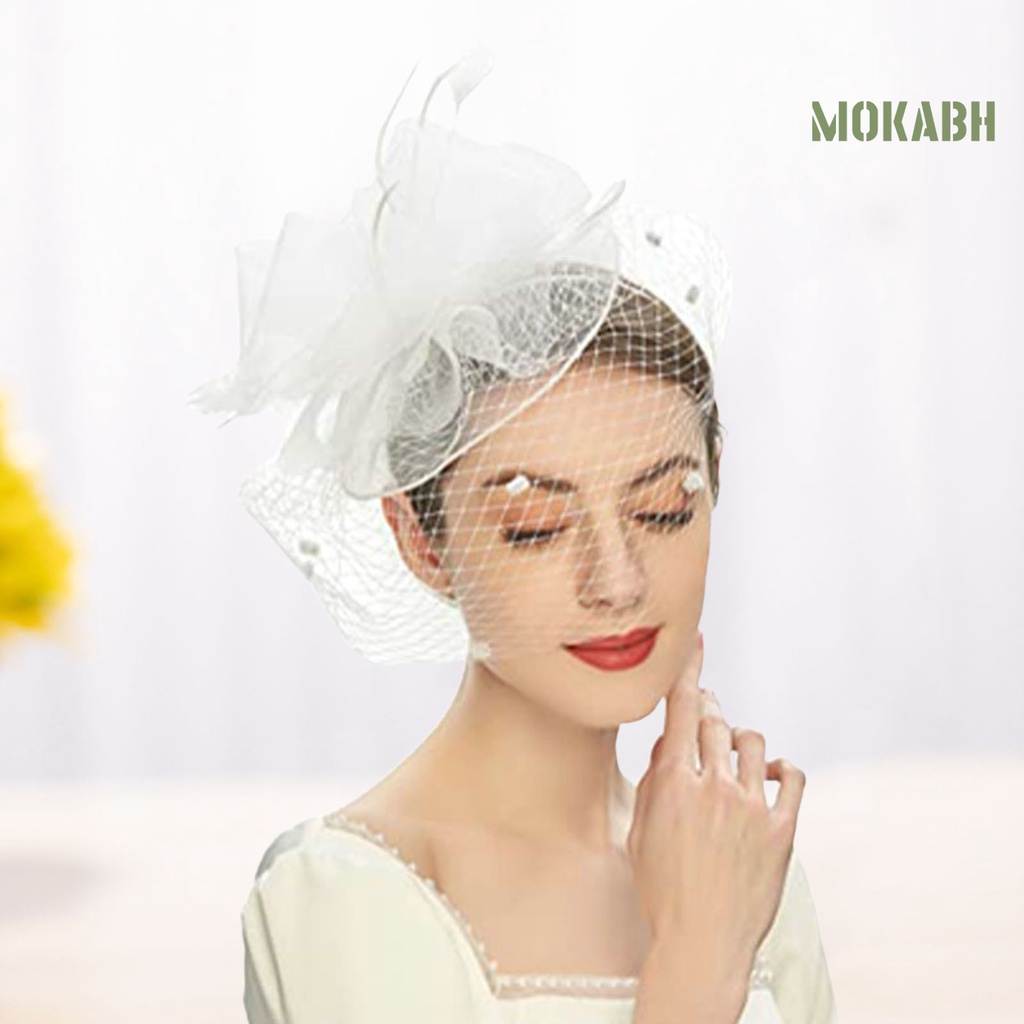 [Mok Abh] Mạng Che Mặt Bằng Vải Lưới Mỏng Họa Tiết Hoa Lớn Thanh Lịch Cổ Điển Trang Phục Đám Cưới / Tiệc Cocktail Dành Cho Bạn Nữ