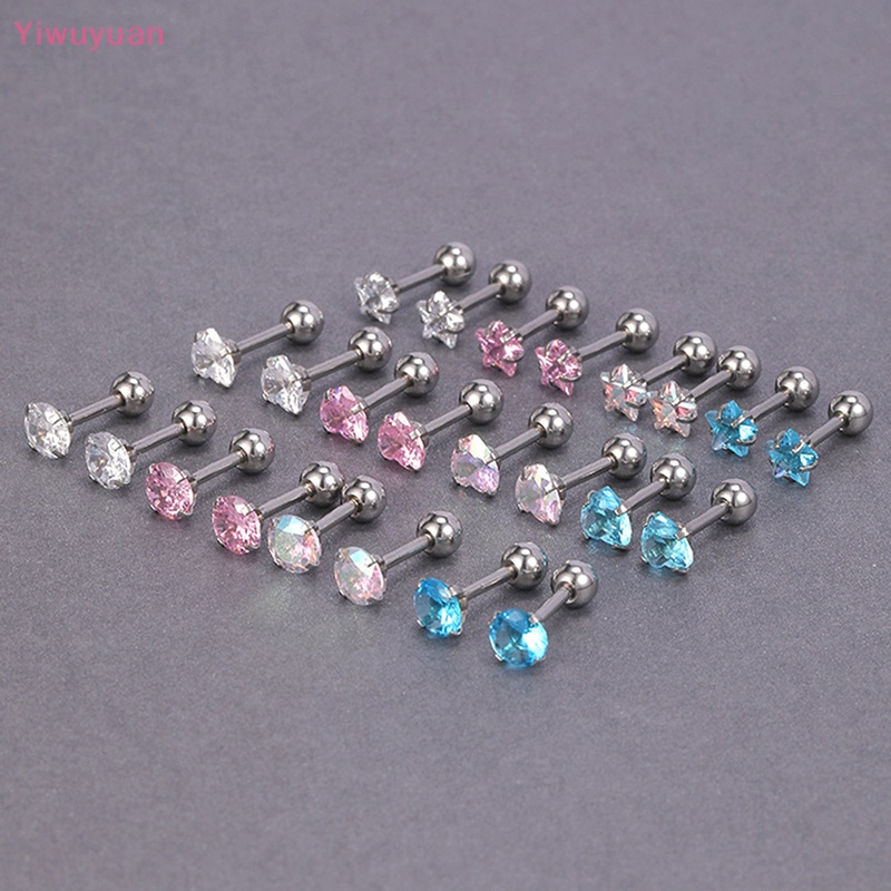 1 Đôi Khuyên Tai Xoắn Ốc 5mm Đính Đá Nhiều Màu Mới