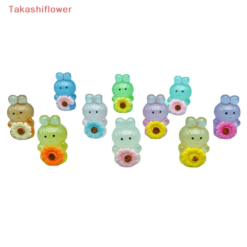 Set 2 Chú Thỏ Hoạt Hình Bằng Nhựa Resin Phát Sáng Dễ Thương Dùng Trang Trí