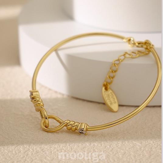 Moouga / Vòng Tay Đính Đá Zircon Siêu Tối Giản Cá Tính Phong Cách Âu Mỹ Cho Nữ