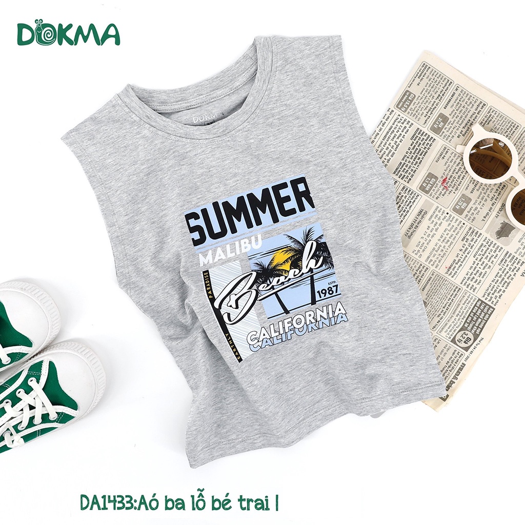Áo 3 lỗ sát nách bé trai Dokma - chất cotton Mỹ mềm mát, thoáng khí