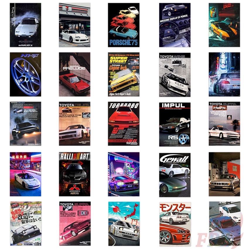 50 Cái / Bộ ❉ Racer. Jdm Áp Phích Dán Xe Hơi Series 01 ❉ Sticker Dán Tường Chống Thấm Nước Họa Tiết Doodle Hợp Thời Trang