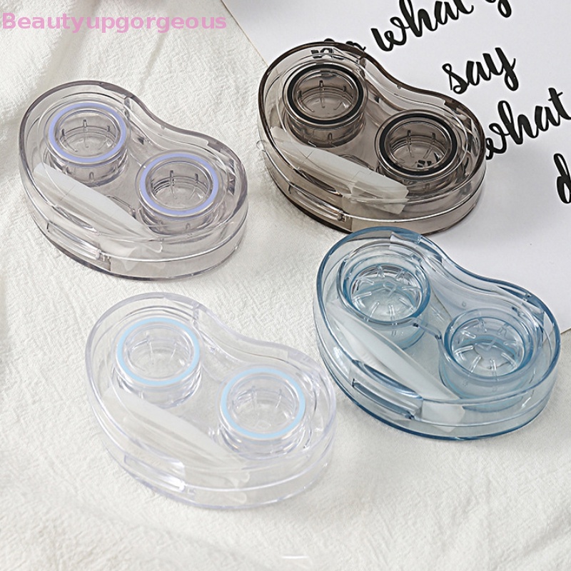 [Beautyupgorgeous] Hộp Đựng Kính Áp Tròng Trong Suốt Có Thể Mang Theo Phong Cách Lạnh Đơn Giản Kèm Nhíp