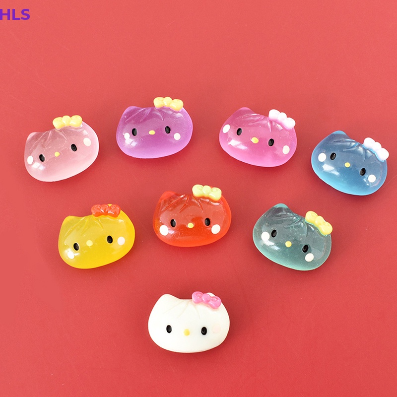 Set 10 Chú Mèo Dạ Quang Mini Bằng Nhựa Resin Dùng Trang Trí Sổ Tay