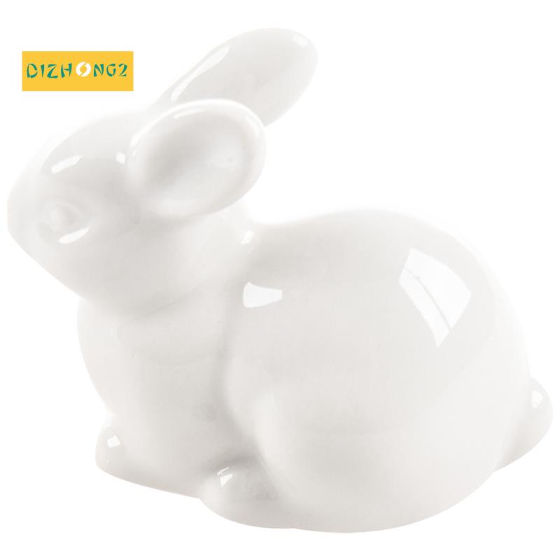 Dễ thương Mini Trắng Gốm Thỏ Đồ trang trí nội thất Đồ trang sức Phong cảnh nhỏ Thủ công Đồ trang sức Sứ trắng Trung bình