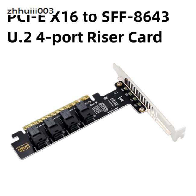Thẻ Mở Rộng Pcie X16 Sang 4 Cổng U.2 Nvme Sff-8643 Sff-8639 Pci-e 4.0 T3eb Có Đèn Led