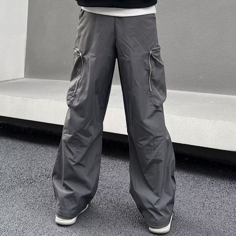 Quần Dài Ống Rộng Phối Túi Lớn Phong Cách Retro hiphop Mỹ