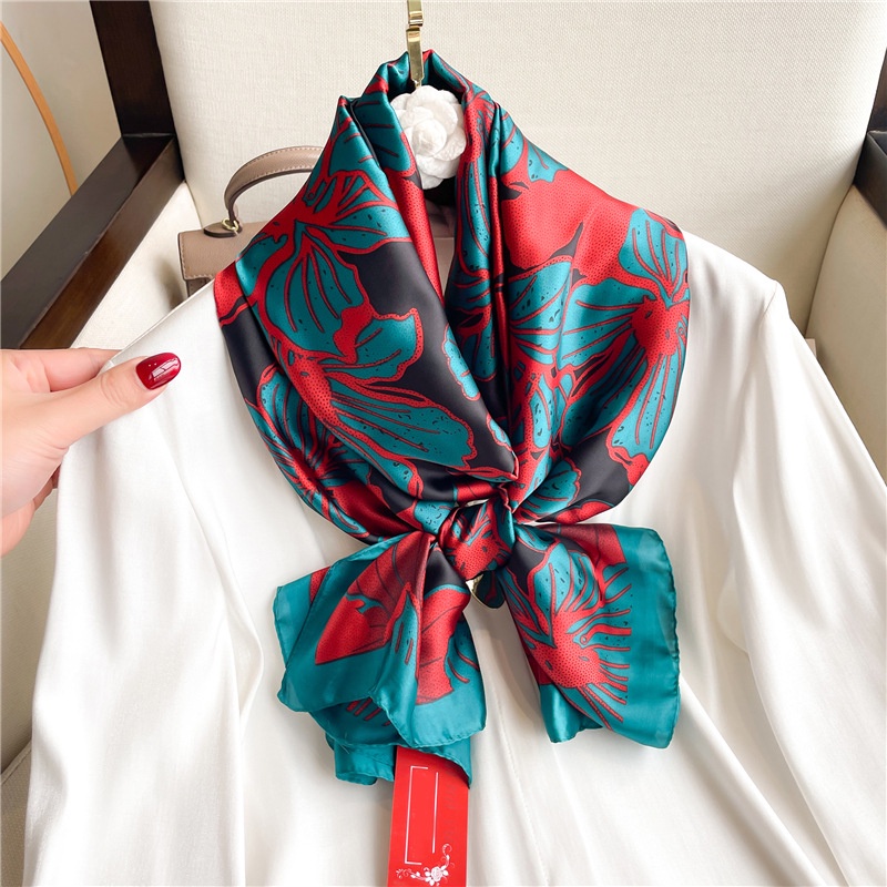 Khăn Choàng Lụa Chống Nắng Kích Thước Lớn 180 * 90CM In Họa Tiết Hoa Màu Gradient Thanh Lịch Cho Nữ