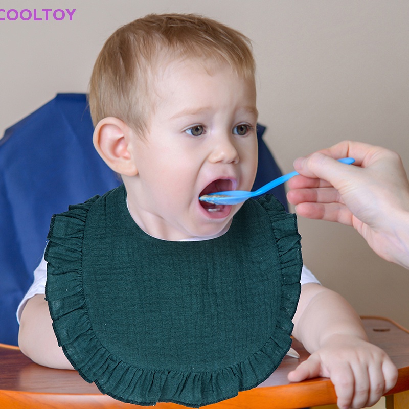 1 Yếm Ăn Vải Cotton Mềm Phối Ren Có Thể Điều Chỉnh Cho Bé