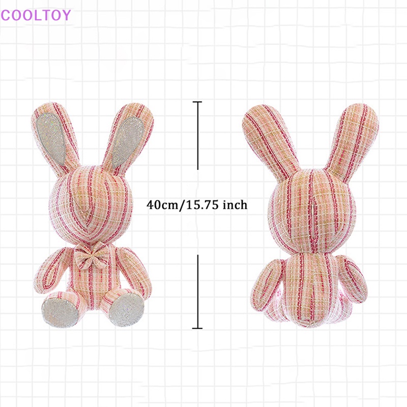 Cooltoy Búp Bê COOLTOY COOLTOY 40cm Thỏ Kim Cương Nơ Với &amp; Không Có Đôi Mắt Vải Sọc