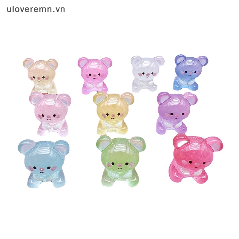 Bộ 2 Mô Hình Gấu Hoạt Hình Bằng Nhựa Resin Phát Sáng Dễ Thương Trang Trí Xe Hơi