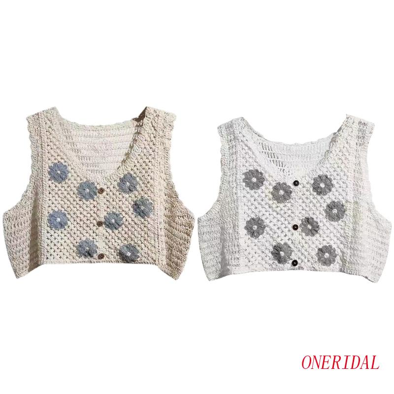 Áo Croptop Dệt Kim Cổ Chữ V Không Tay Phong Cách Vintage Dành Cho Nữ