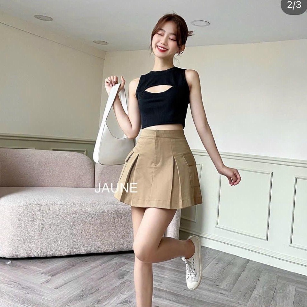 Chân váy V156 dáng A túi hộp chất kaki hàn có Bigsize 38-80kg