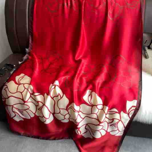 Khăn Choàng Cổ Cỡ Lớn 180X90Cm In Họa Tiết Hoa Đỏ Sang Trọng Thời Trang Cho Nữ