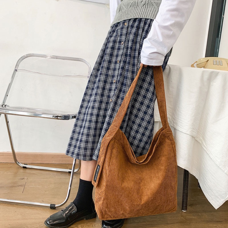 Laz Johnn Túi tote Đeo Vai Bằng Vải Nhung Kích Thước Lớn Phong Cách Hàn Quốc Mới 2022