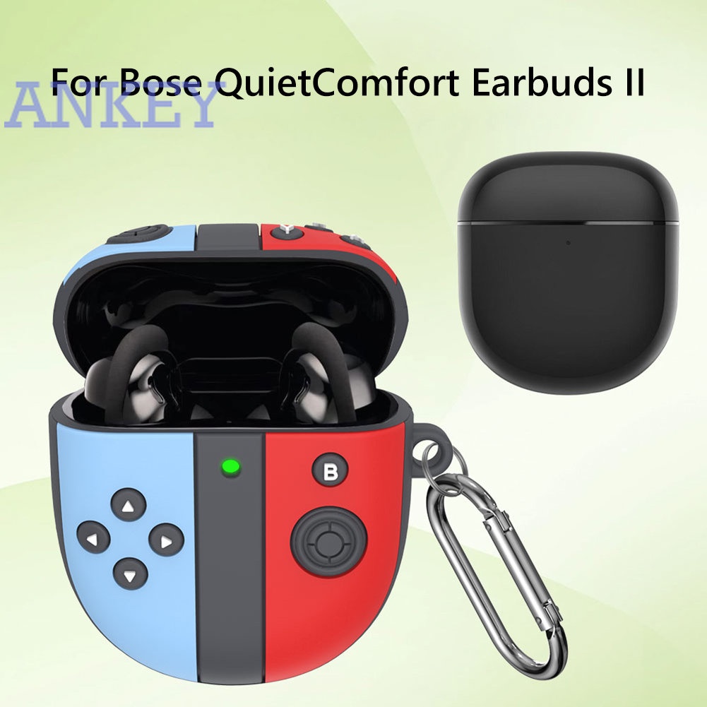 For Bose QuietComfort Earbuds II Case Silicone Headphone Box Cover 3D Cartoon Games Console Earphone Sleeve with Hook Waterproof