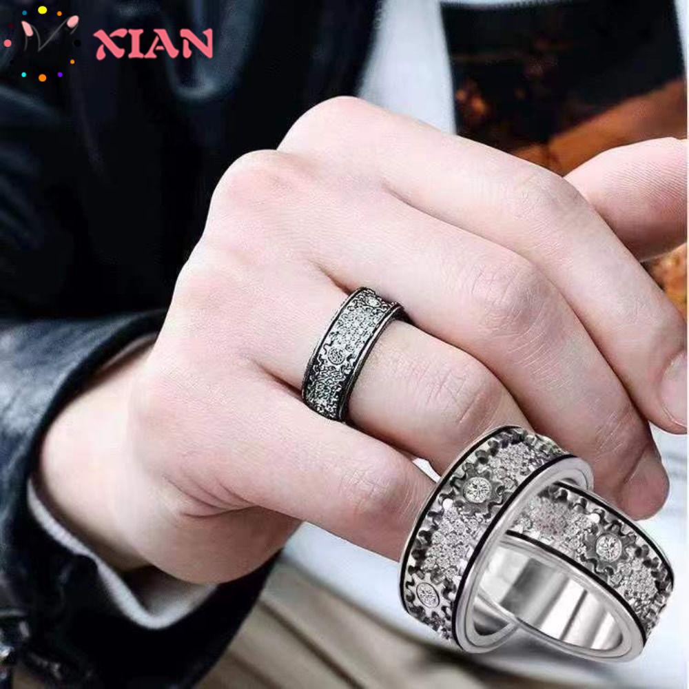 Nhẫn Xoay Làm Thủ Công Đính Đá Zirconia 3D