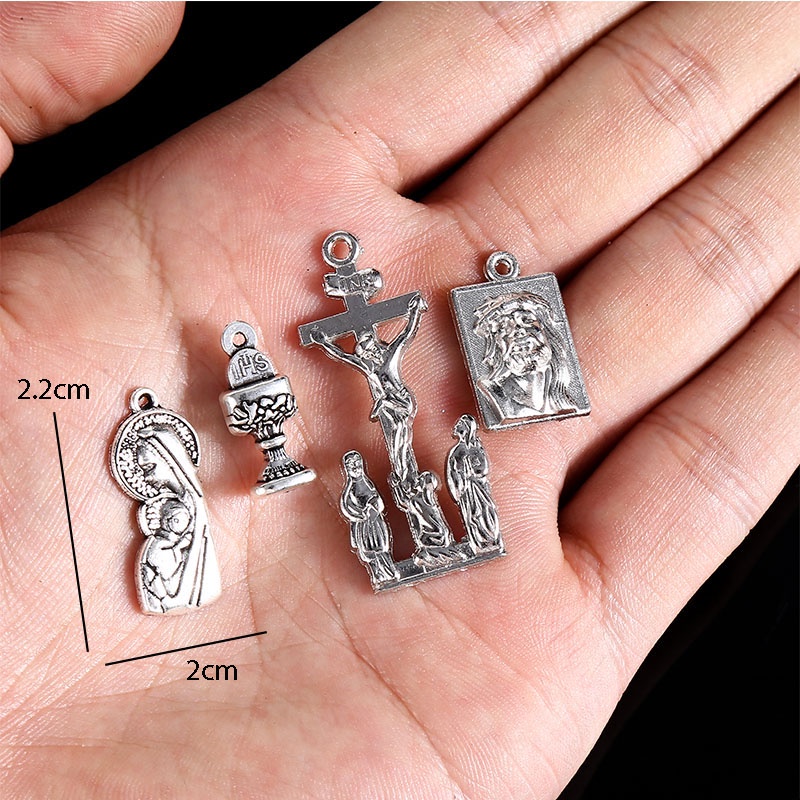 10 miếng JHS Cup Công Giáo Kinh Mân Côi Trung Tâm Thánh Giá Huy Chương Rước Lễ Lần Đầu Phụ Kiện Vòng Cổ