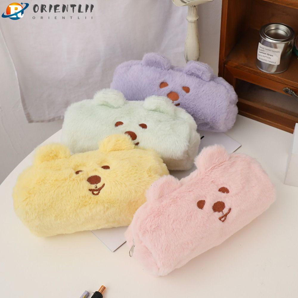 Túi Đựng Bút Chì / Mỹ Phẩm Để Bàn Cỡ Lớn Họa Tiết Gấu Hoạt Hình Dễ Thương