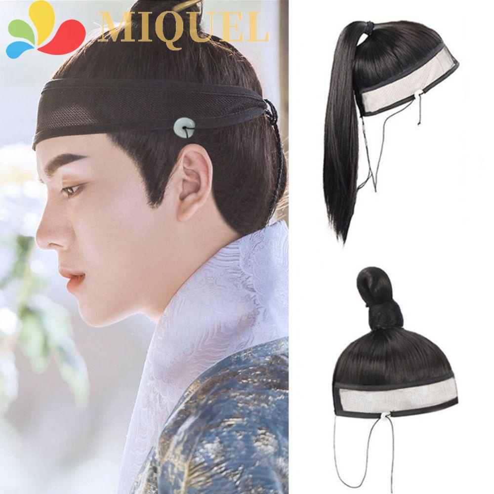 Bộ Tóc Giả Dài Thẳng Mềm Mại Màu Đen Hóa Trang Chiến Binh Cổ Điển Trung Hoa Chất Lượng Cao Cho Nam