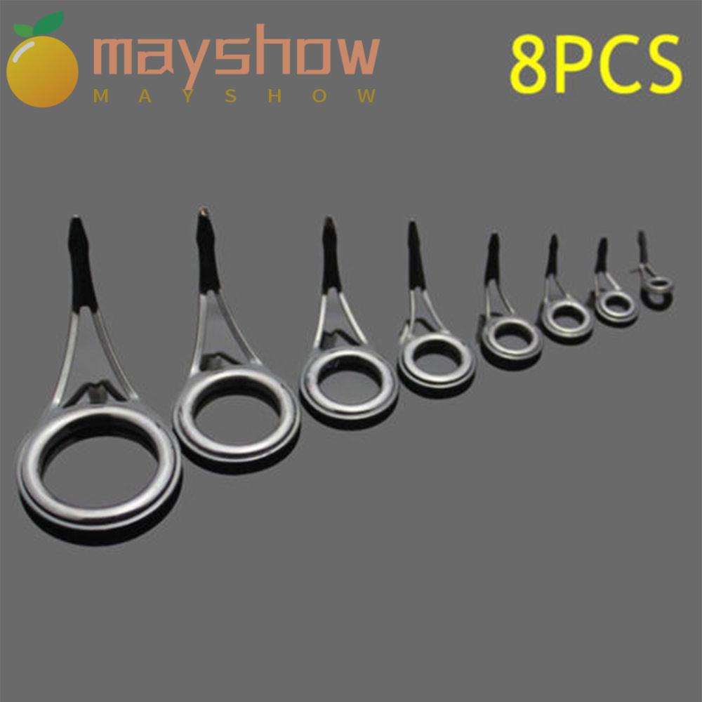 Set 8 Vòng Định Vị Cần Câu Cá Hình Chữ O Bằng Thép Không Gỉ Bền Bỉ Gồm 8 Kích Cỡ