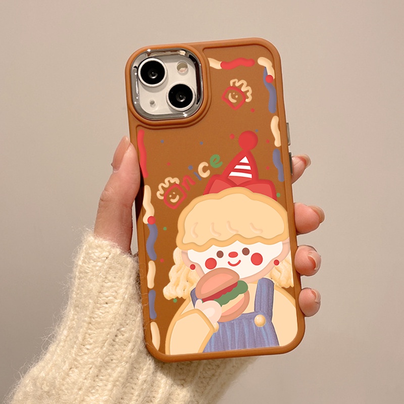 ✅Ốp Điện Thoại Dẻo Họa Tiết Cô Gái &amp; Burger Dễ Thương Cho iphone13pro11 xr1214pro / max WRQ3