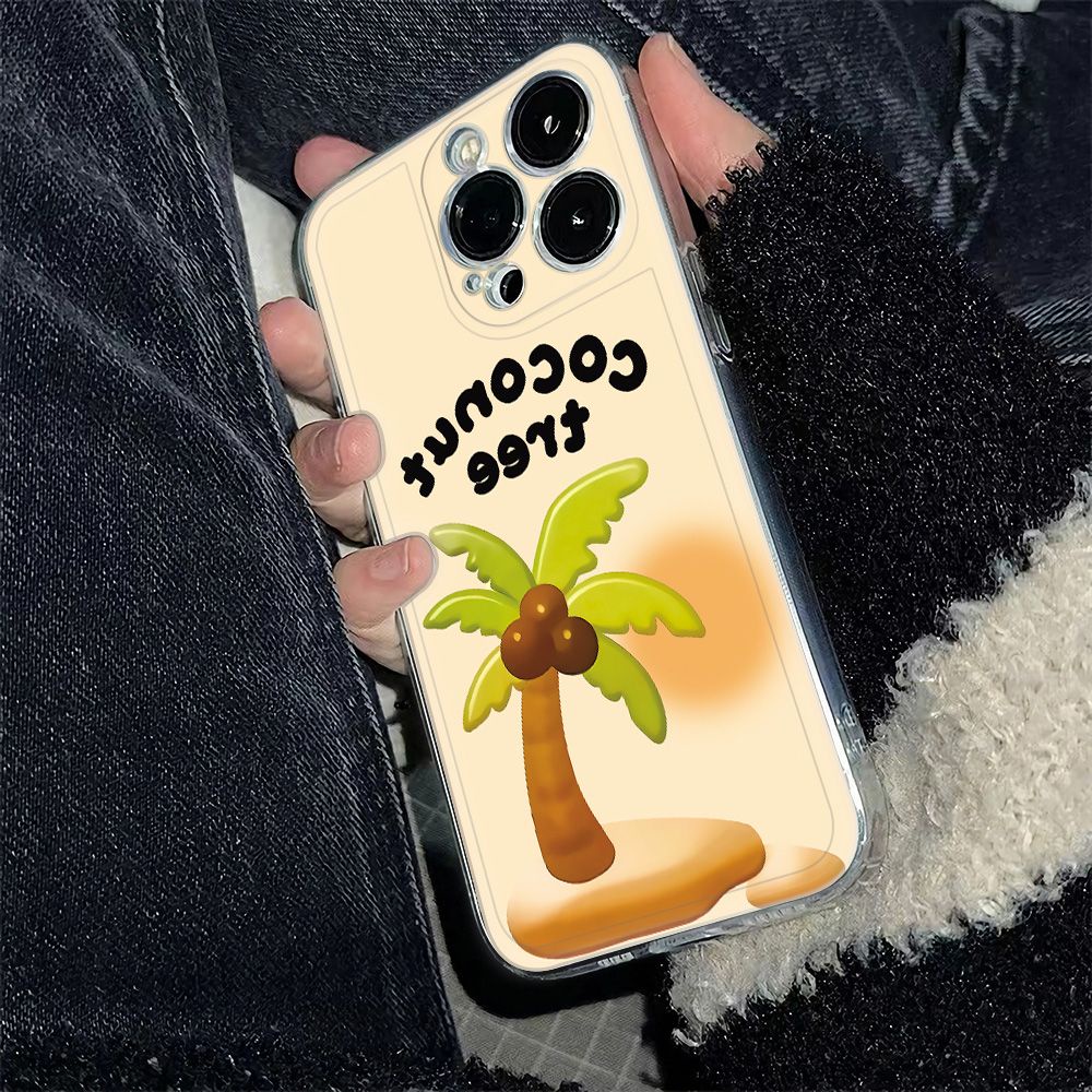 ✅Ốp Điện Thoại Mềm Chống Sốc In Hình Cây Dừa Cho Apple 14pro 7811 6Splus max13iPhone12 Sun WPL4