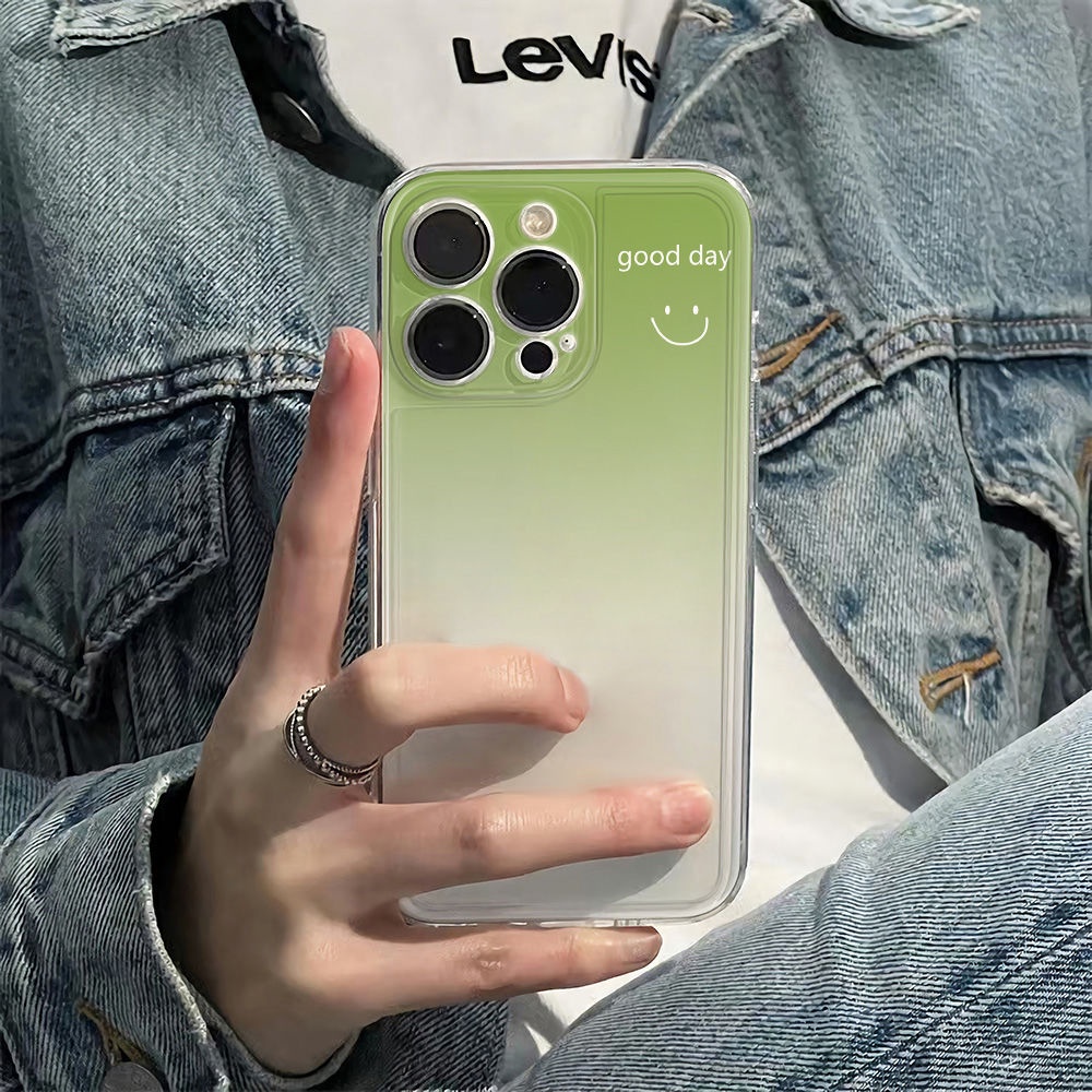✅Ốp Điện Thoại Mềm Chống Sốc Họa Tiết Mặt Cười Màu Gradient Cho Iphone 14Pro + 12 78 11 max 6In 13