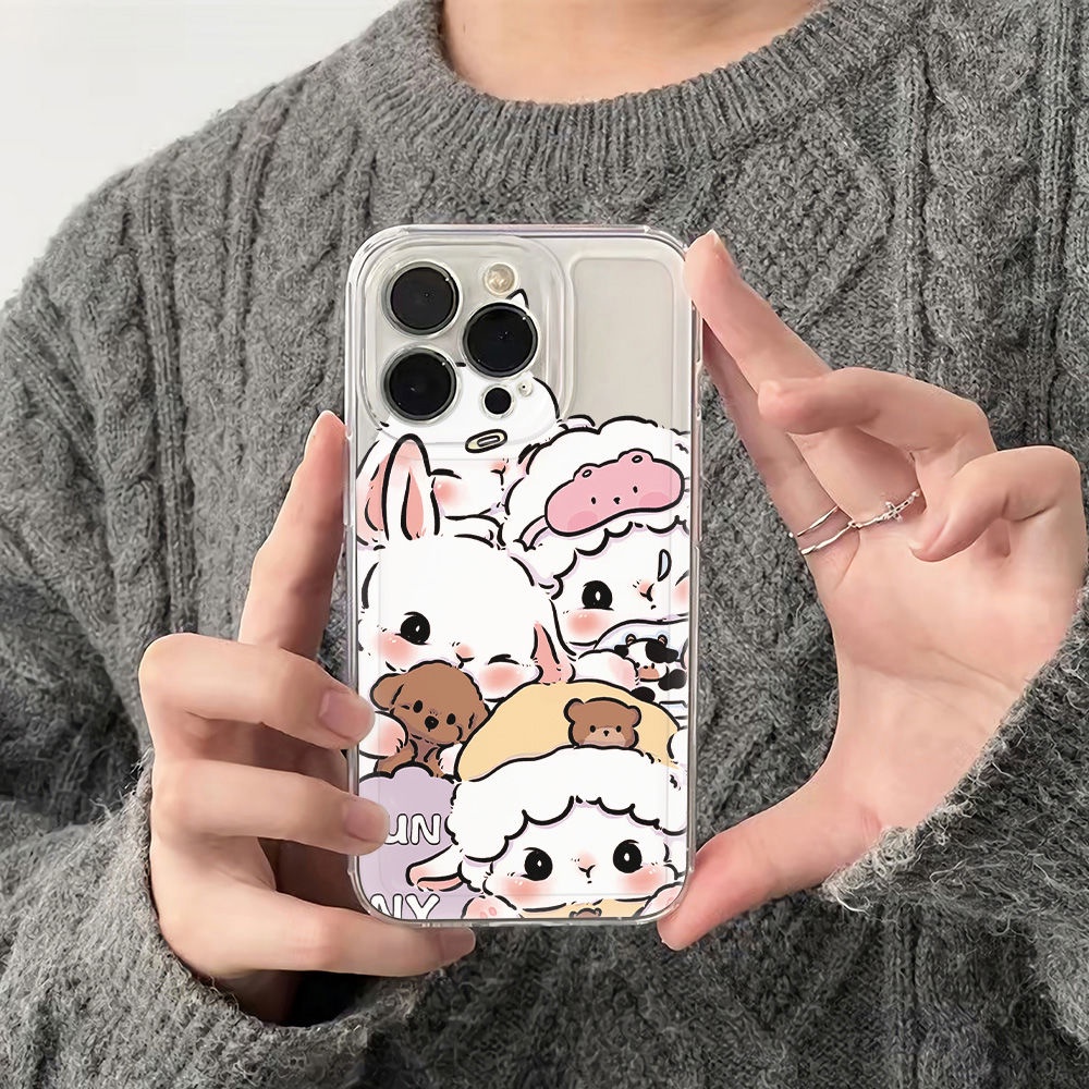 ✅Ốp Điện Thoại Mềm Chống Sốc Họa Tiết Chú Cừu Mặc Đồ Ngủ 4 Túi Cho Iphone 1113plus 78 12 14Promax 6In