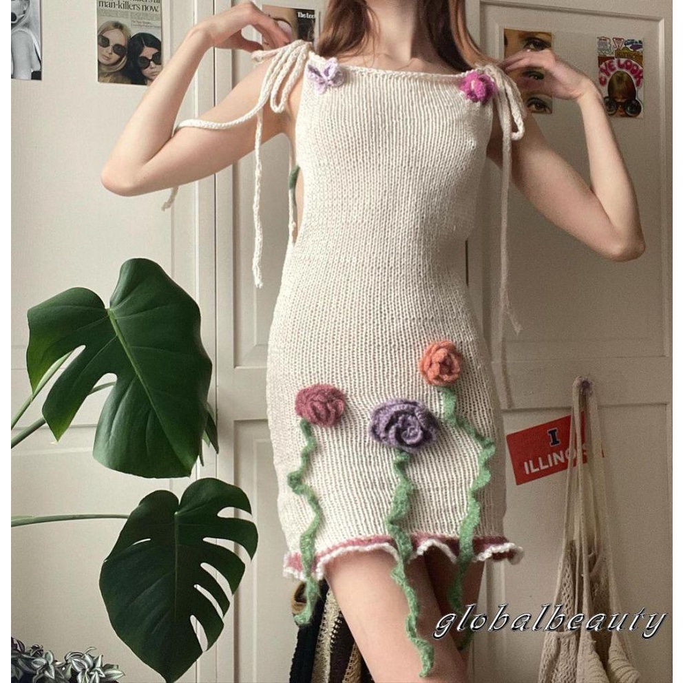 Đầm Dệt Kim Hai Dây Không Tay Họa Tiết Hoa Thời Trang Mùa Hè Cho Nữ