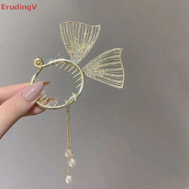 Kẹp Tóc Càng Cua Đính Đá Ngọc Trai / Nơ Tua Rua Xinh Xắn Cho Nữ