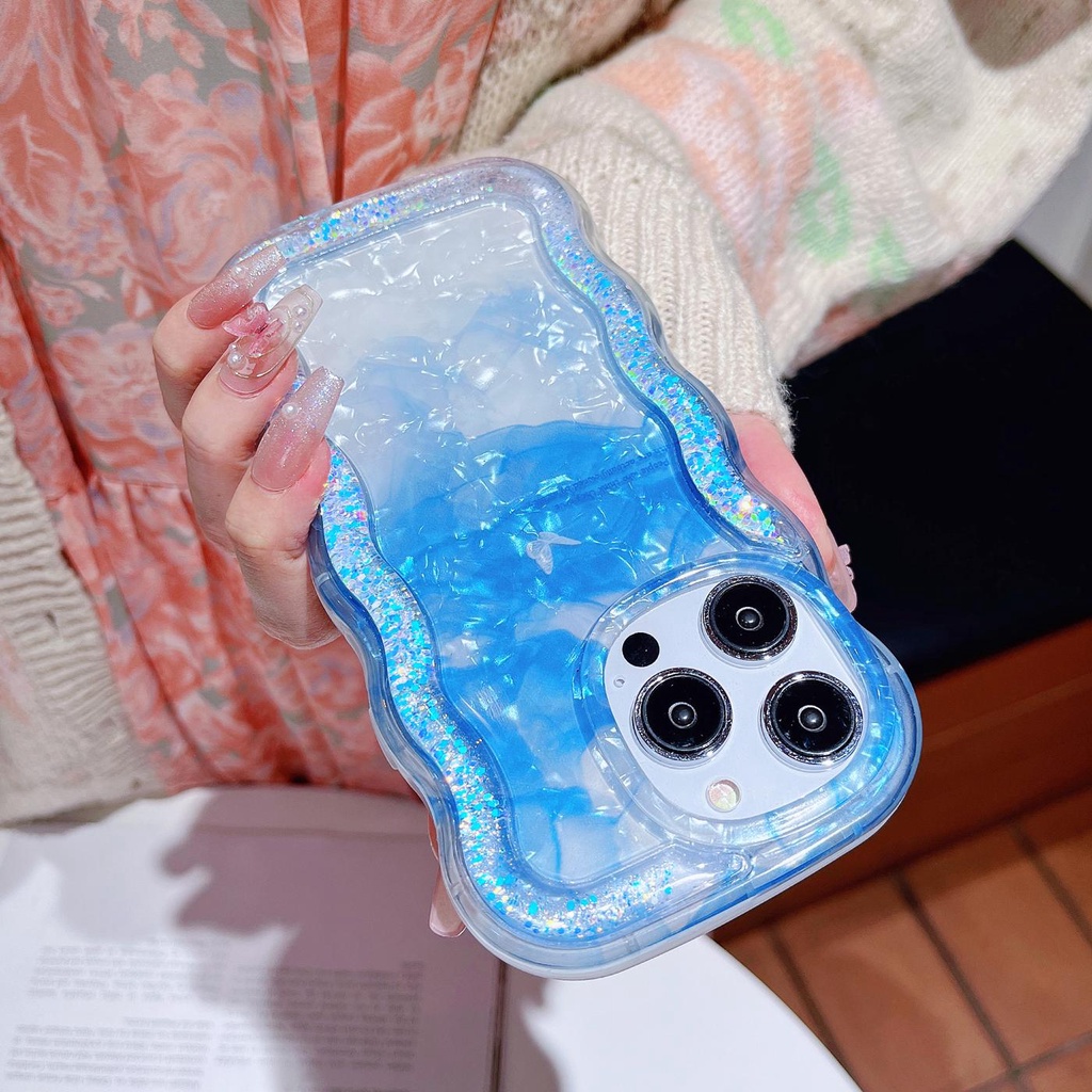 Ốp Điện Thoại TPU Mềm Trong Suốt Chống Sốc Phối Kim Tuyến Nước Cho iPhone 12 13 14 Pro Max