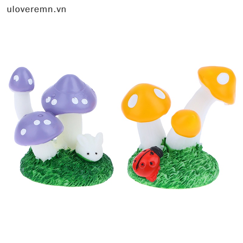 Đồ trang trí Nấm Hoạt Hình Mini Bằng Nhựa Resin Trang Trí Tiểu Cảnh