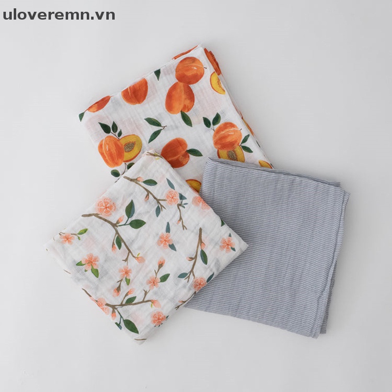 Set 3 Chăn Cotton Quấn Em Bé Sơ Sinh Phong Cách Muslin Mới