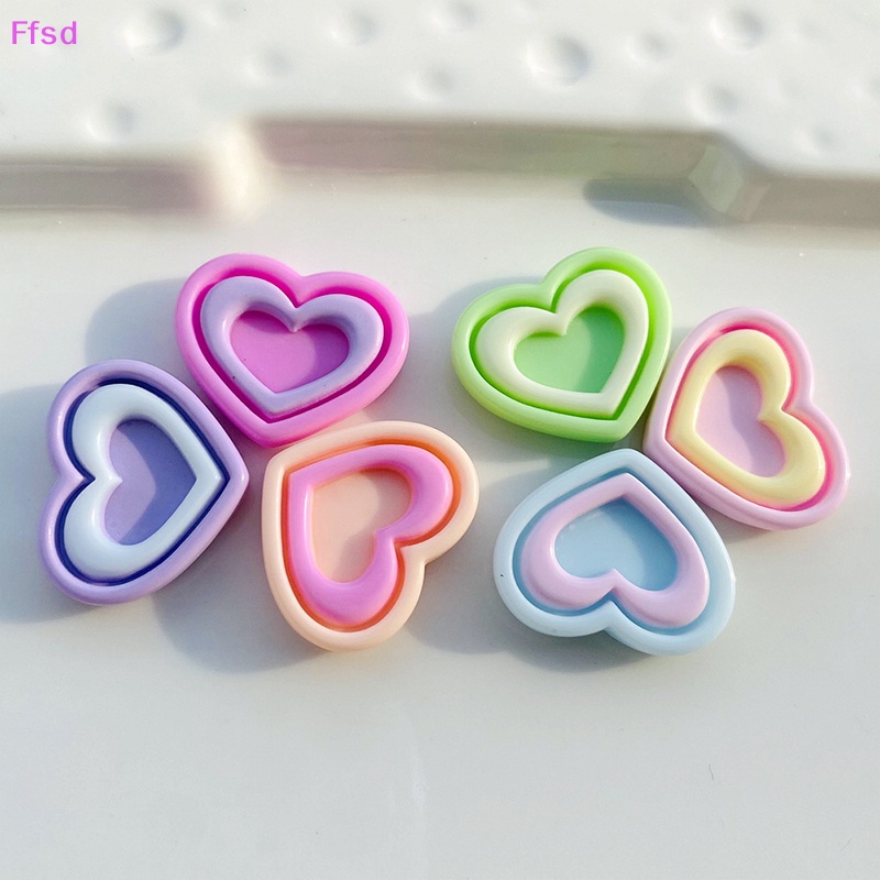 {Ffsd} Set 10 Phụ Kiện Tóc Hình Trái Tim Nhiều Màu Sắc Làm Đồ Thủ Công DIY Cho Nữ / Trẻ Em / Điện Thoại /