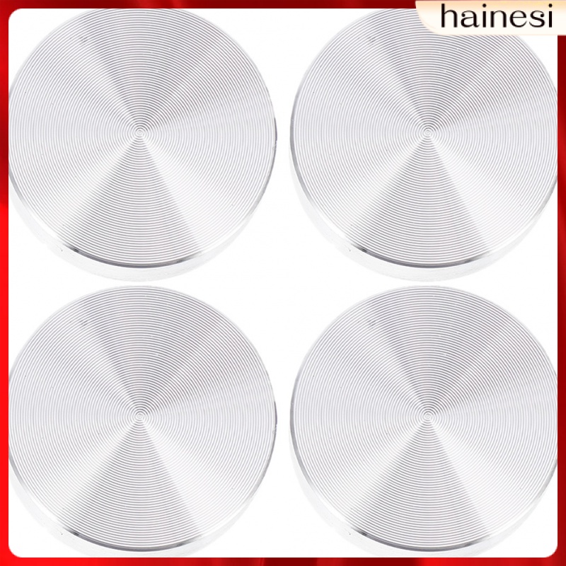 Set 4 Đĩa Tròn Bằng Nhôm Màu Bạc Gắn Kính Bánh Kem Để Bàn