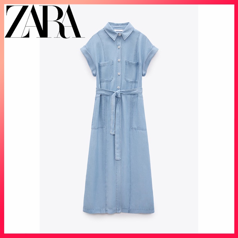 Đầm Midi ZARA Phối Túi Thời Trang Mùa Hè Xinh Xắn Cho Nữ