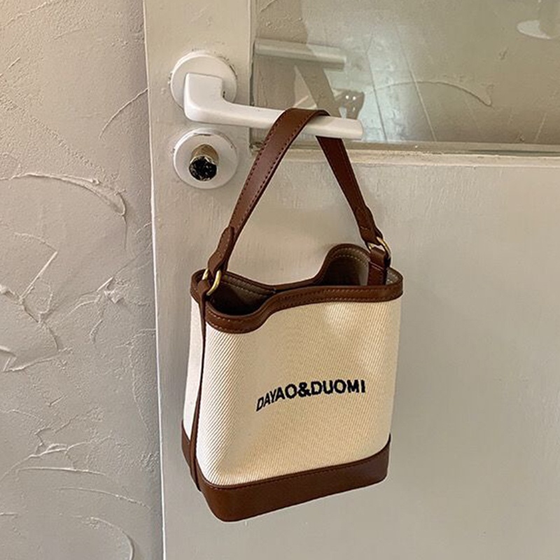 Túi Đeo Chéo Vải canvas In Chữ Phối Màu Độc Đáo Thời Trang Hàn Quốc Dễ Phối Đồ Cho Nữ