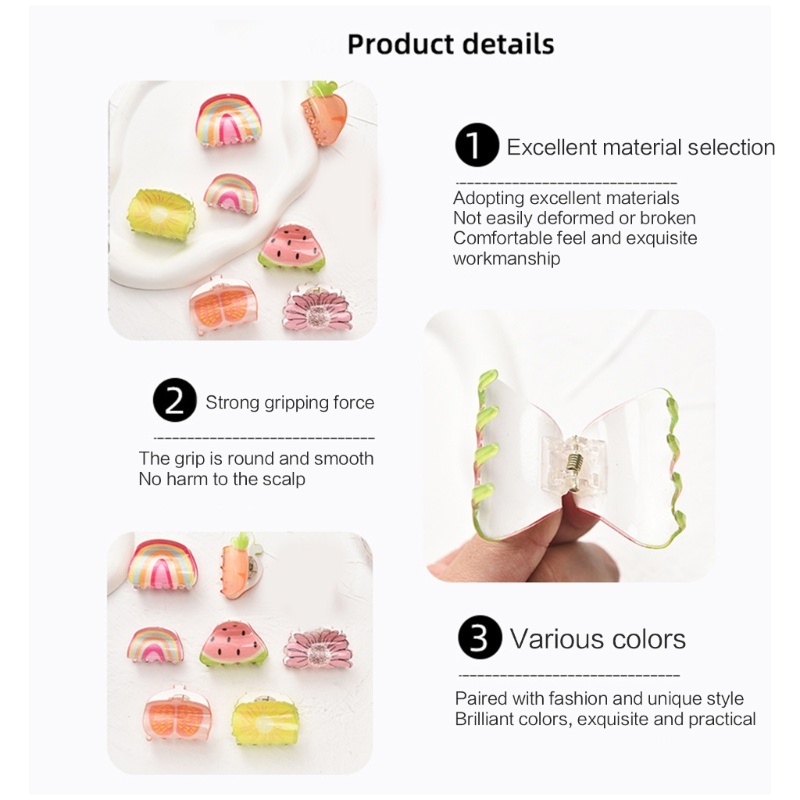 Kẹp Tóc Càng Cua Hình Trái Cây / Rau Củ Quả Cỡ Nhỏ Thời Trang Cho Nữ