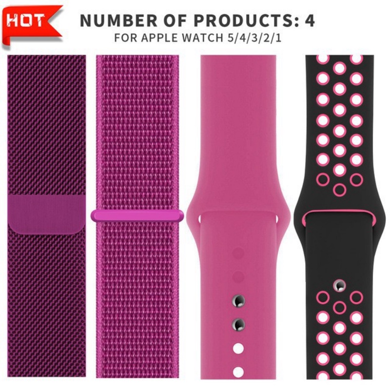 Bộ 4 Dây Đeo Silicone Cho Đồng Hồ Thông Minh Apple Watch Ultra Series 8 7 6 se5 4 3 2 40mm 44mm 45mm 41mm 42 38mm 49mm