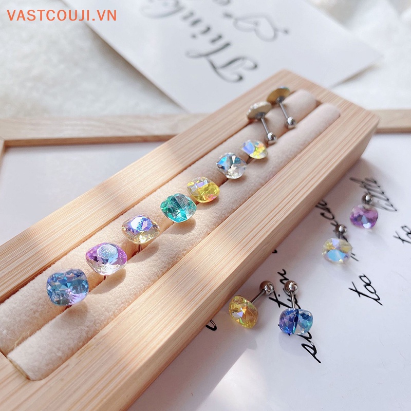 1 Đôi Khuyên Tai Dạng Xoắn Ốc Bằng Thép Titan Đính Pha Lê Nhiều Màu Cho Nữ