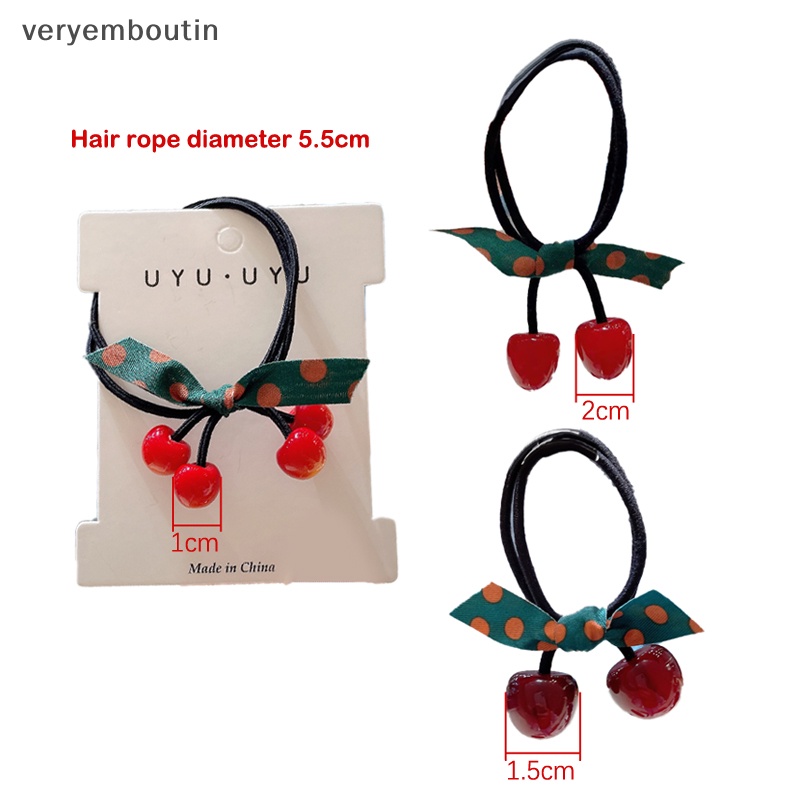 Dây Cột Tóc Cao Su Co Giãn Hình Quả Cherry Dễ Thương Phong Cách Hàn Quốc